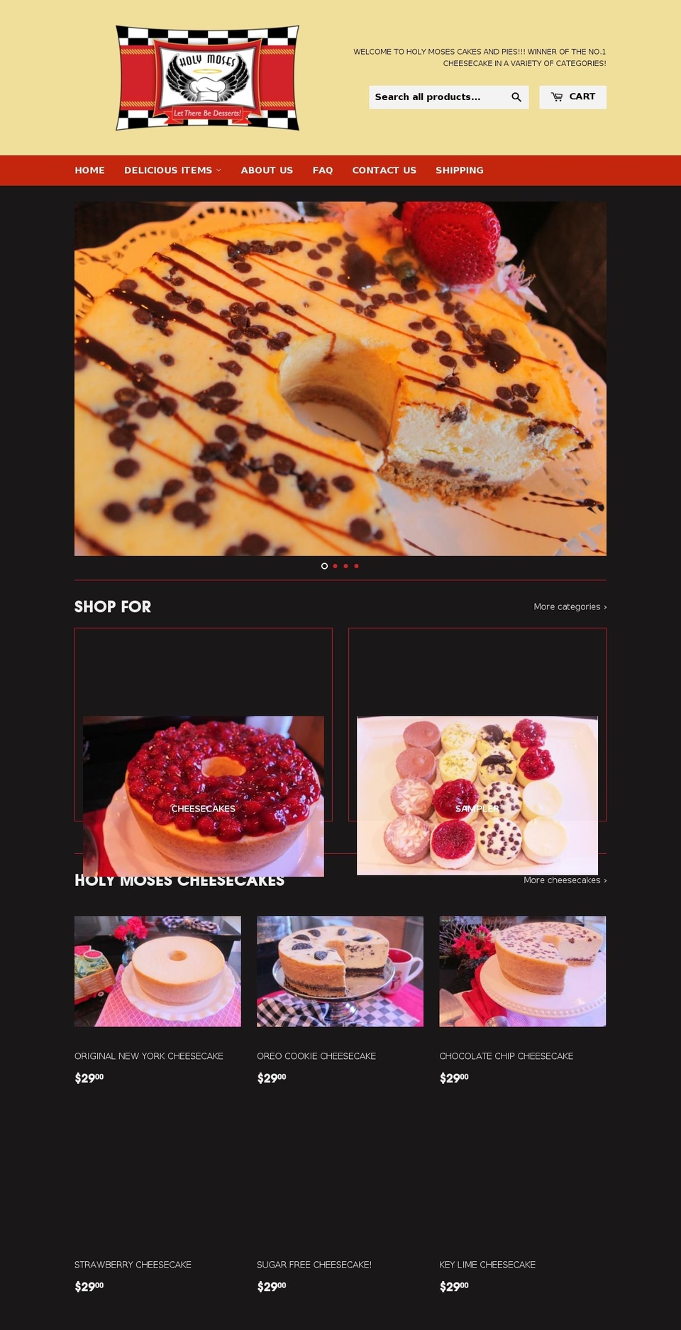 holeymosescheesecake.com — Shopify storefront screenshot