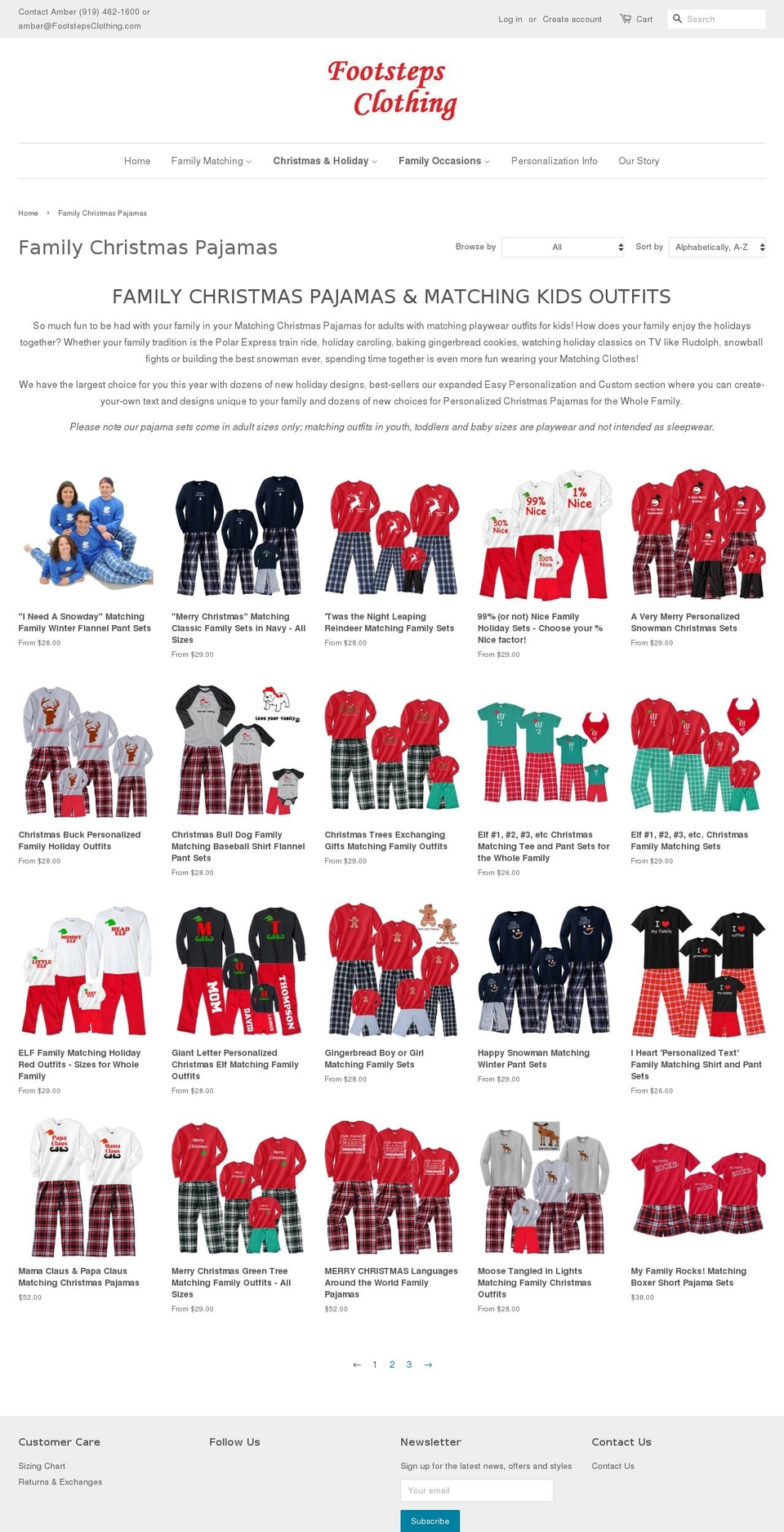 holiday-pajamas.com shopify website screenshot