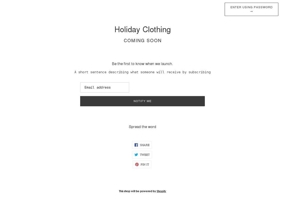 holidayclothing.net shopify website screenshot