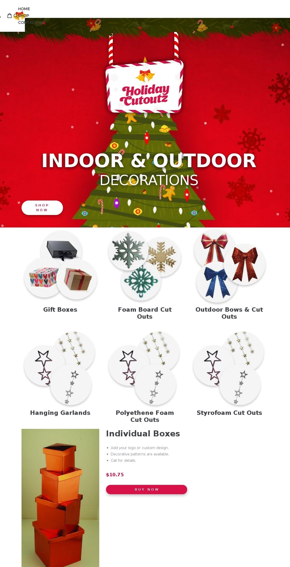 holidaycutoutz.com — Shopify storefront screenshot