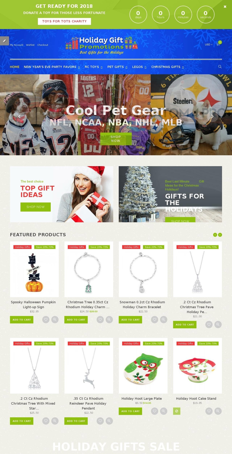 holidaygiftpromotions.com — Shopify storefront screenshot