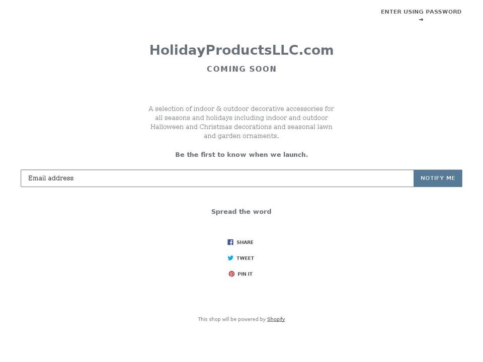 holidayproductsllc.com shopify website screenshot