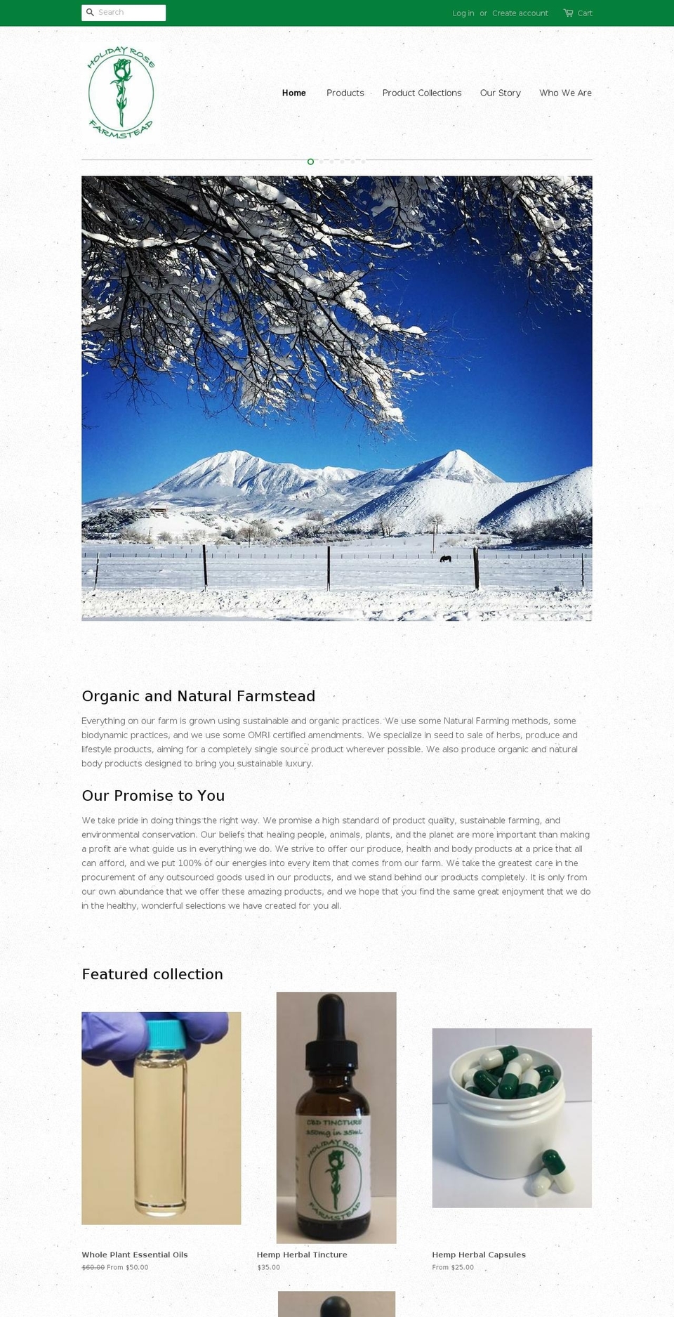 holidayrosefarms.com — Shopify storefront screenshot