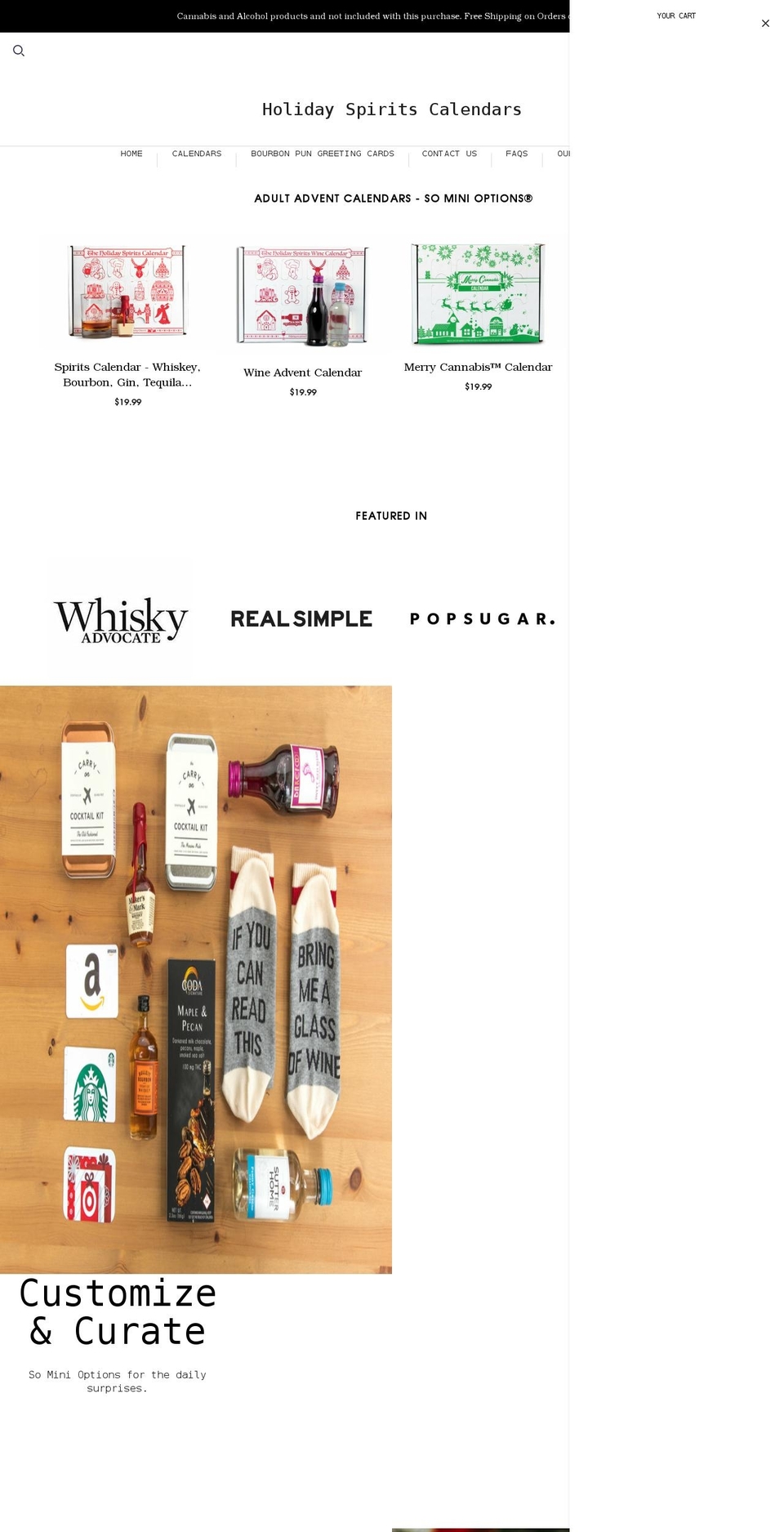 holidayspiritscalendars.com — Shopify storefront screenshot