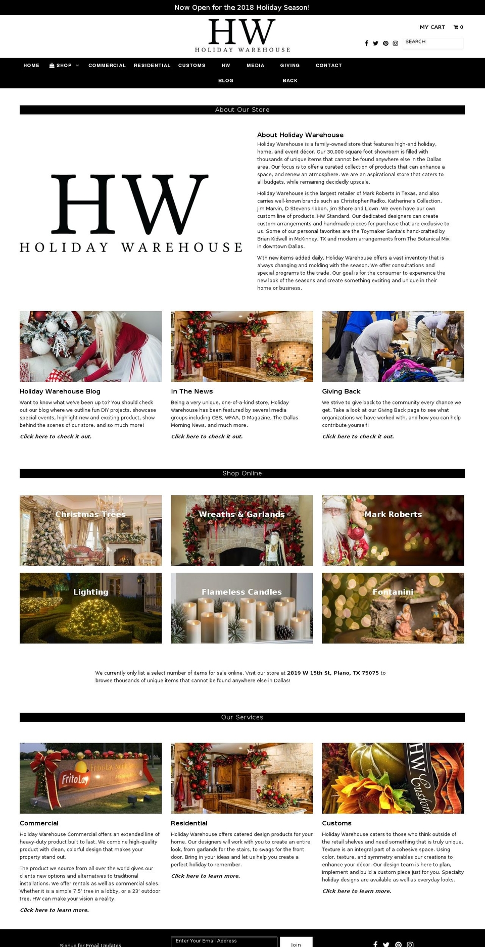holidaywarehouse.com shopify website screenshot