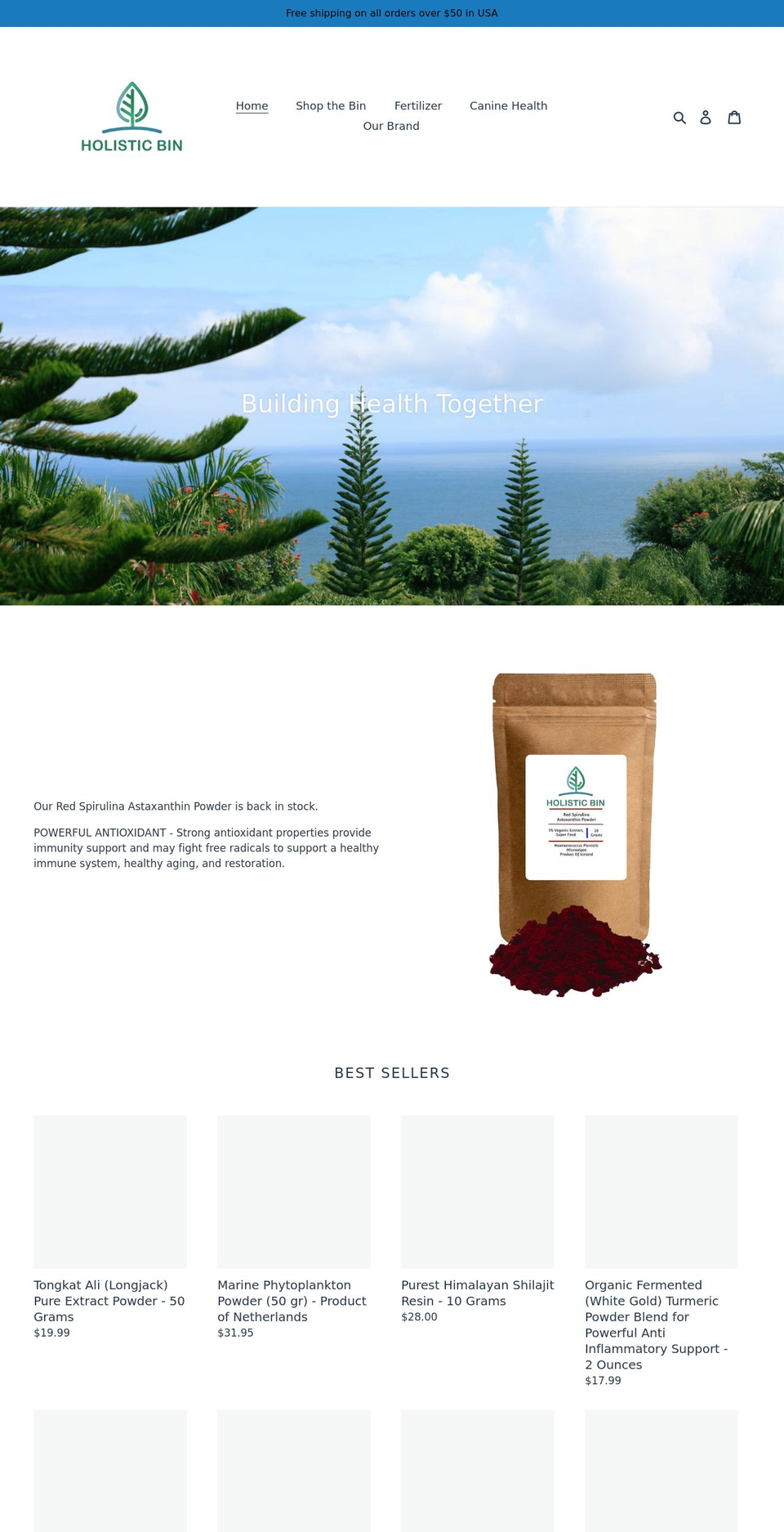 holisticbin.com shopify website screenshot