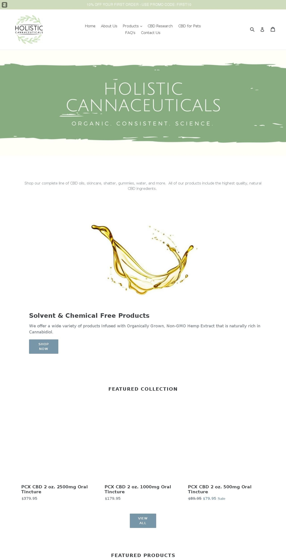 holisticcannaceuticals.com — Shopify storefront screenshot