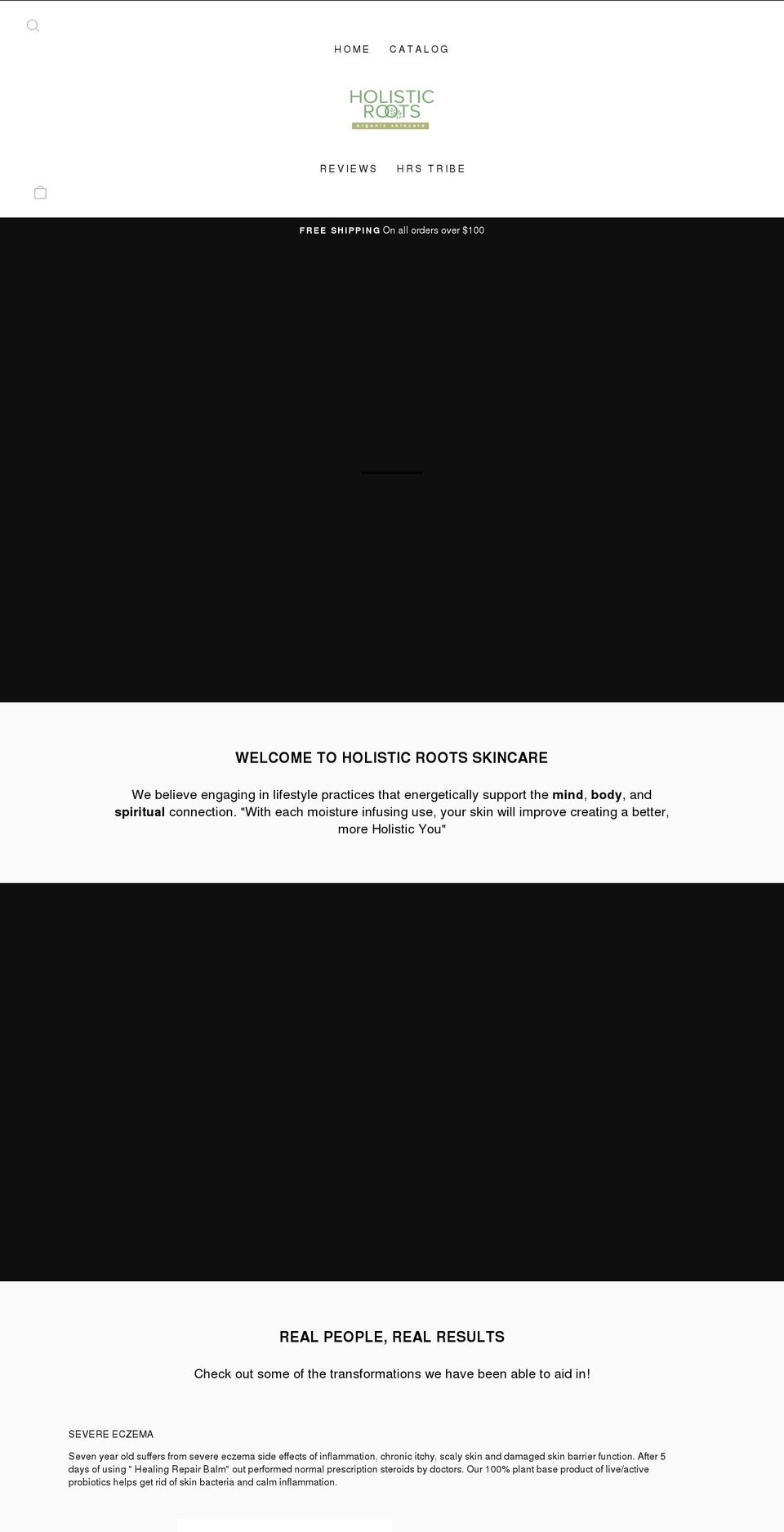 holisticrootsskincare.com shopify website screenshot