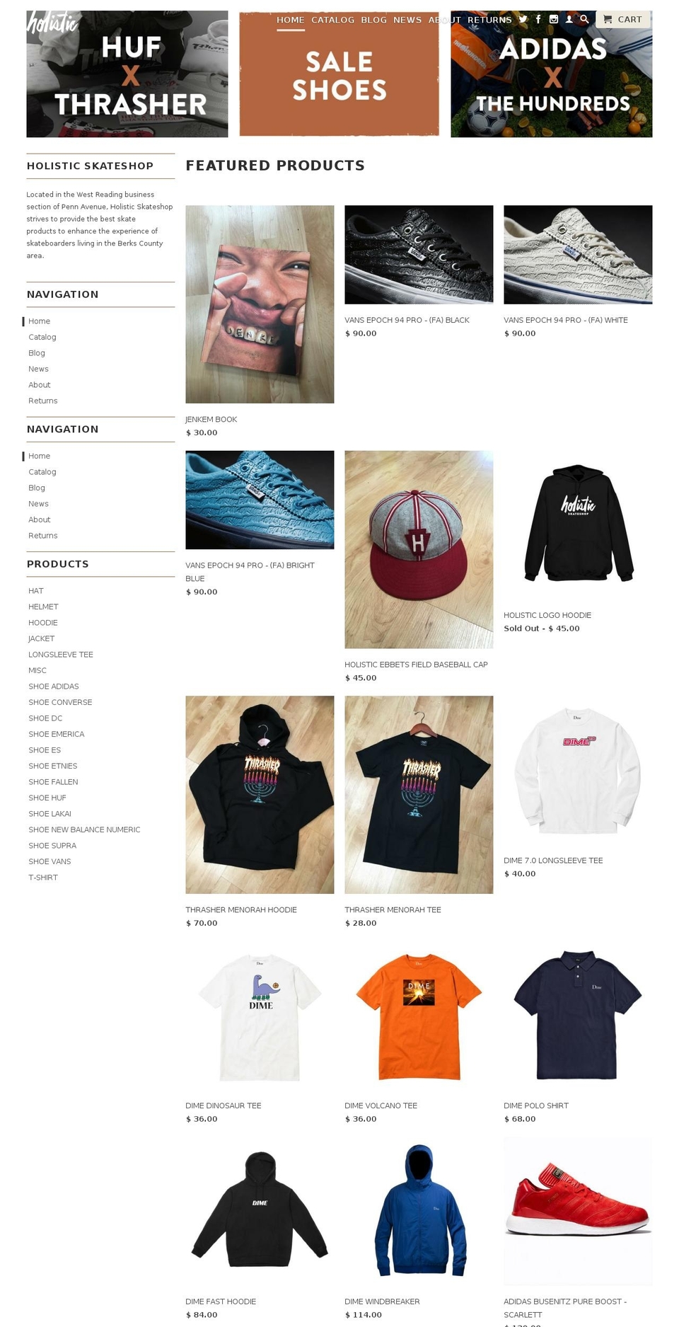 holisticskateshop.com shopify website screenshot