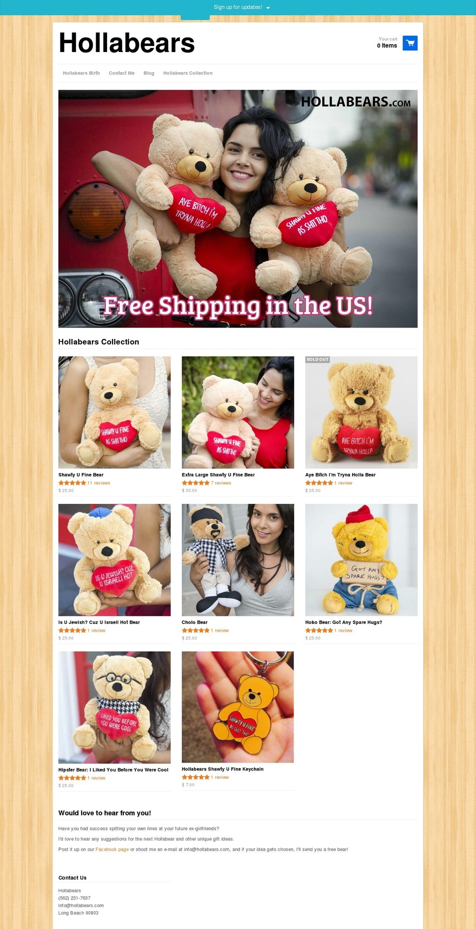 hollabears.com shopify website screenshot