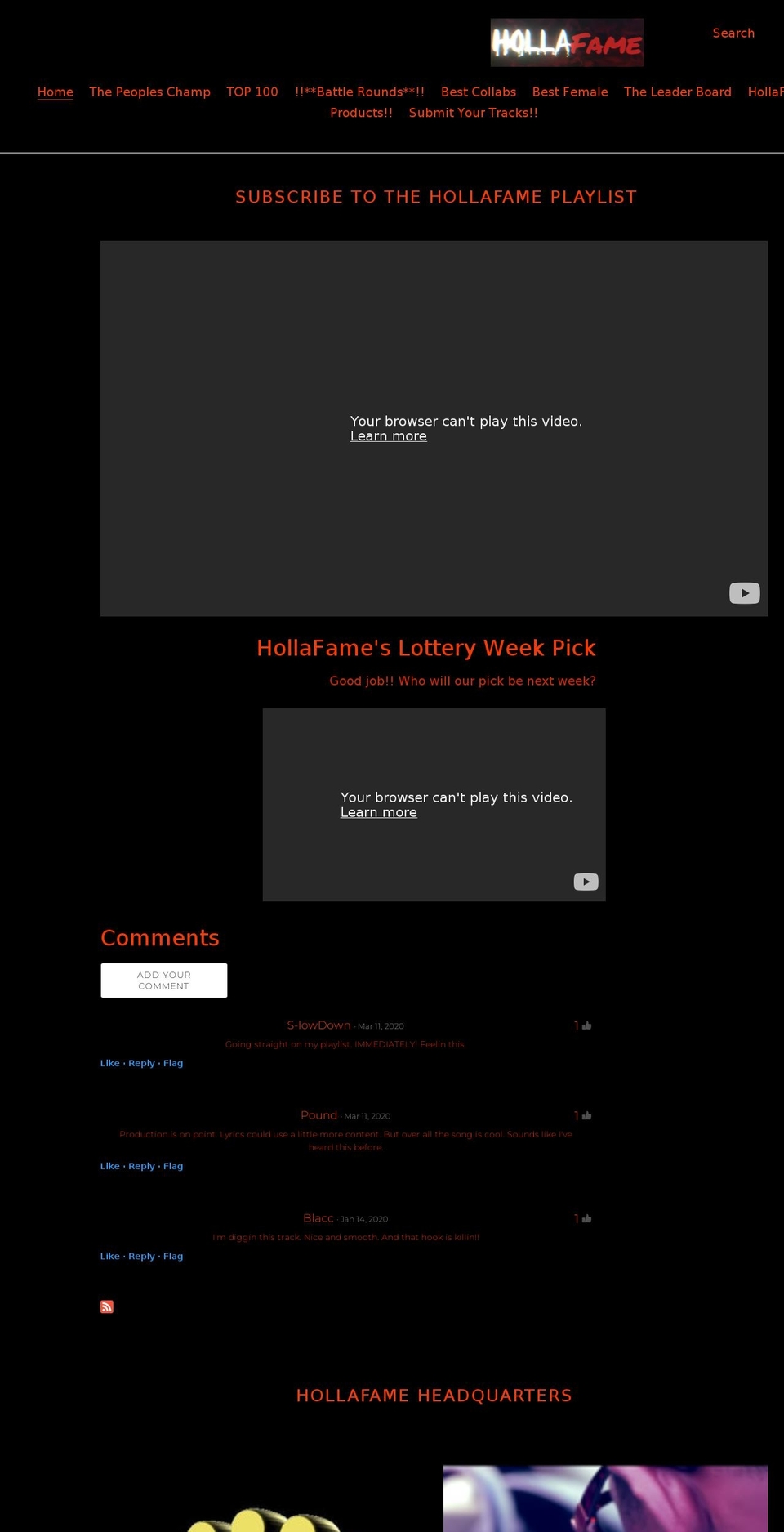 hollafame.net shopify website screenshot