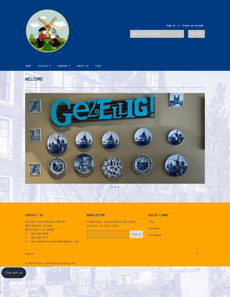 hollandinternationalmarket.com shopify website screenshot