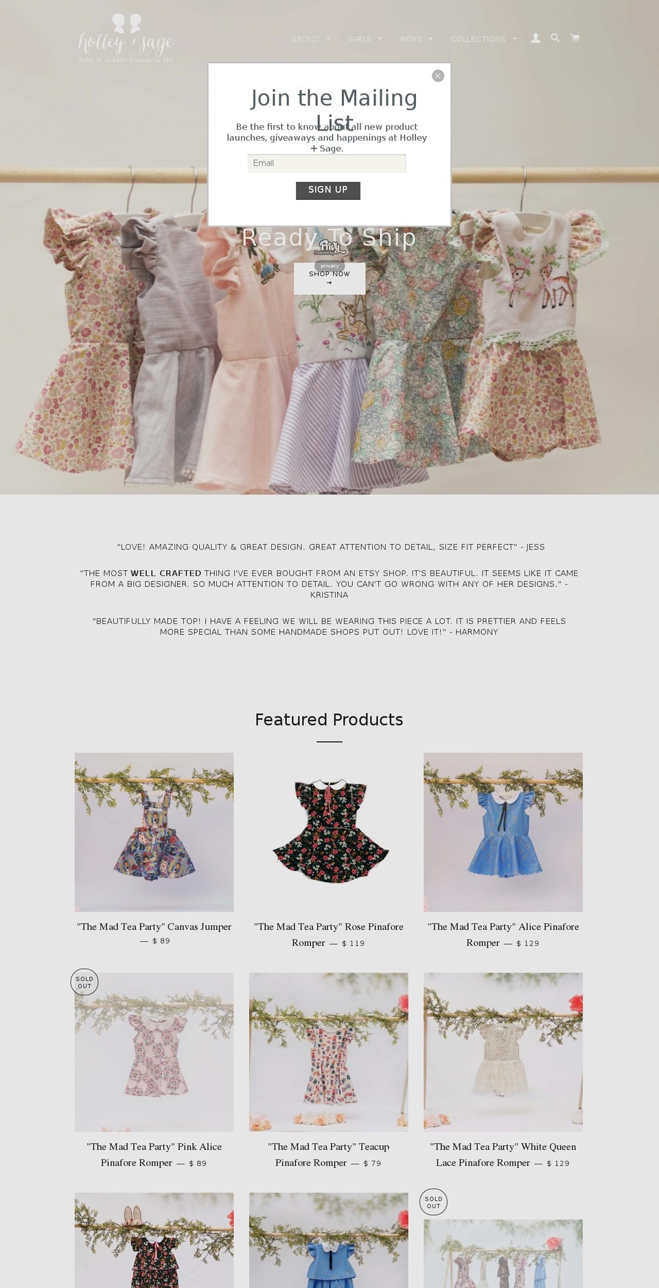 holleyandsage.com shopify website screenshot