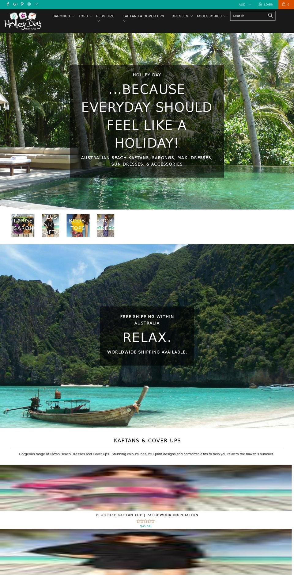 holleyday.com shopify website screenshot