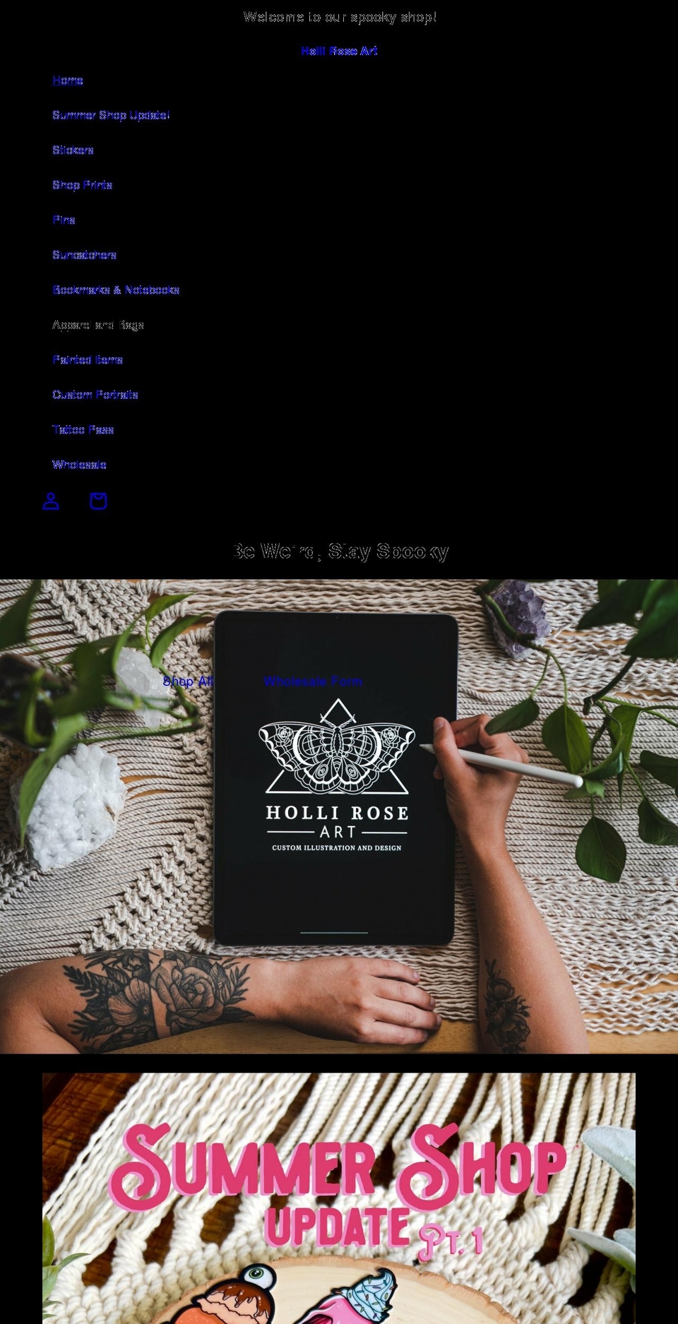 holliroseart.com shopify website screenshot