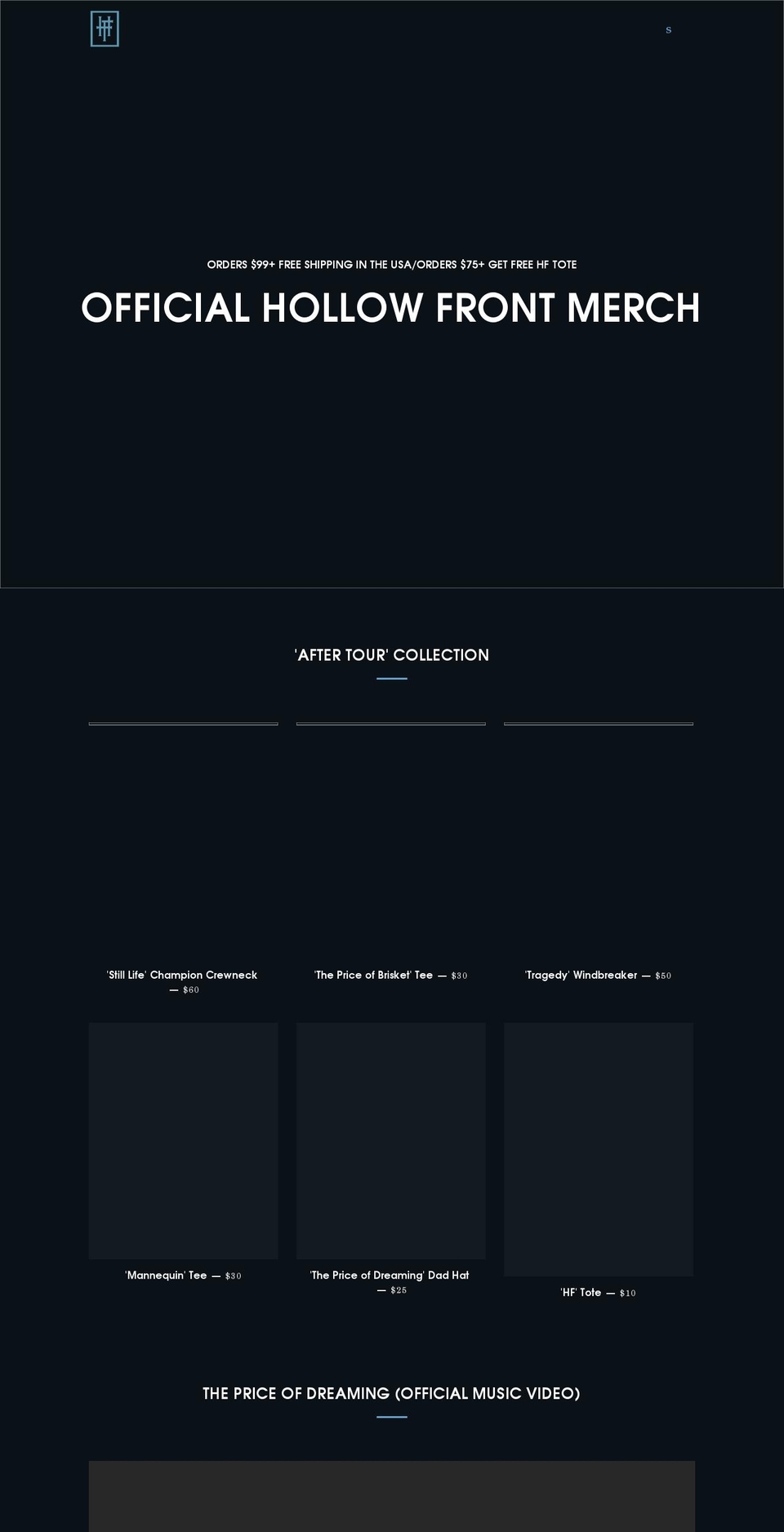 hollowfrontmerch.com shopify website screenshot
