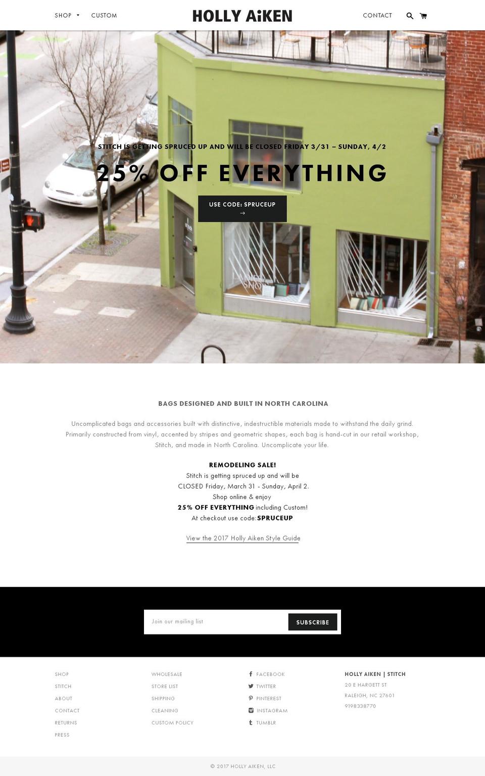 hollyaiken.com shopify website screenshot