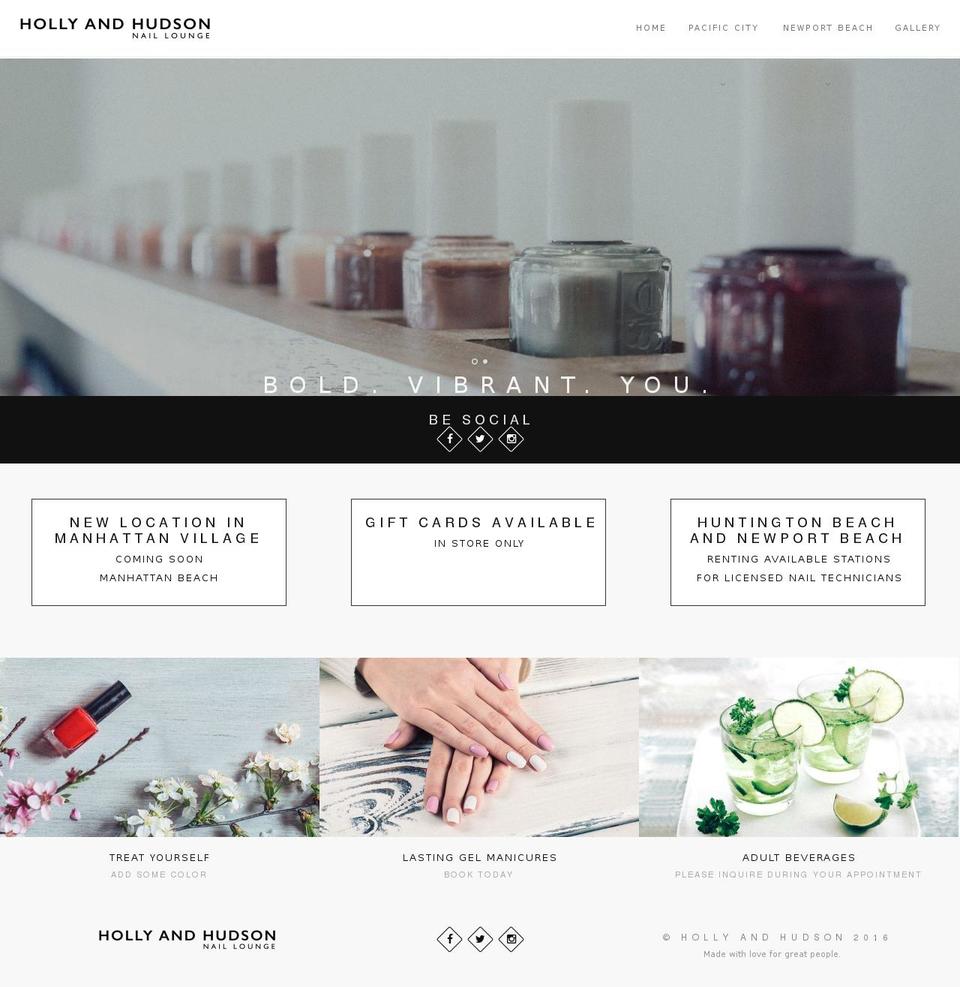 hollyandhudsonnails.com — Shopify storefront screenshot