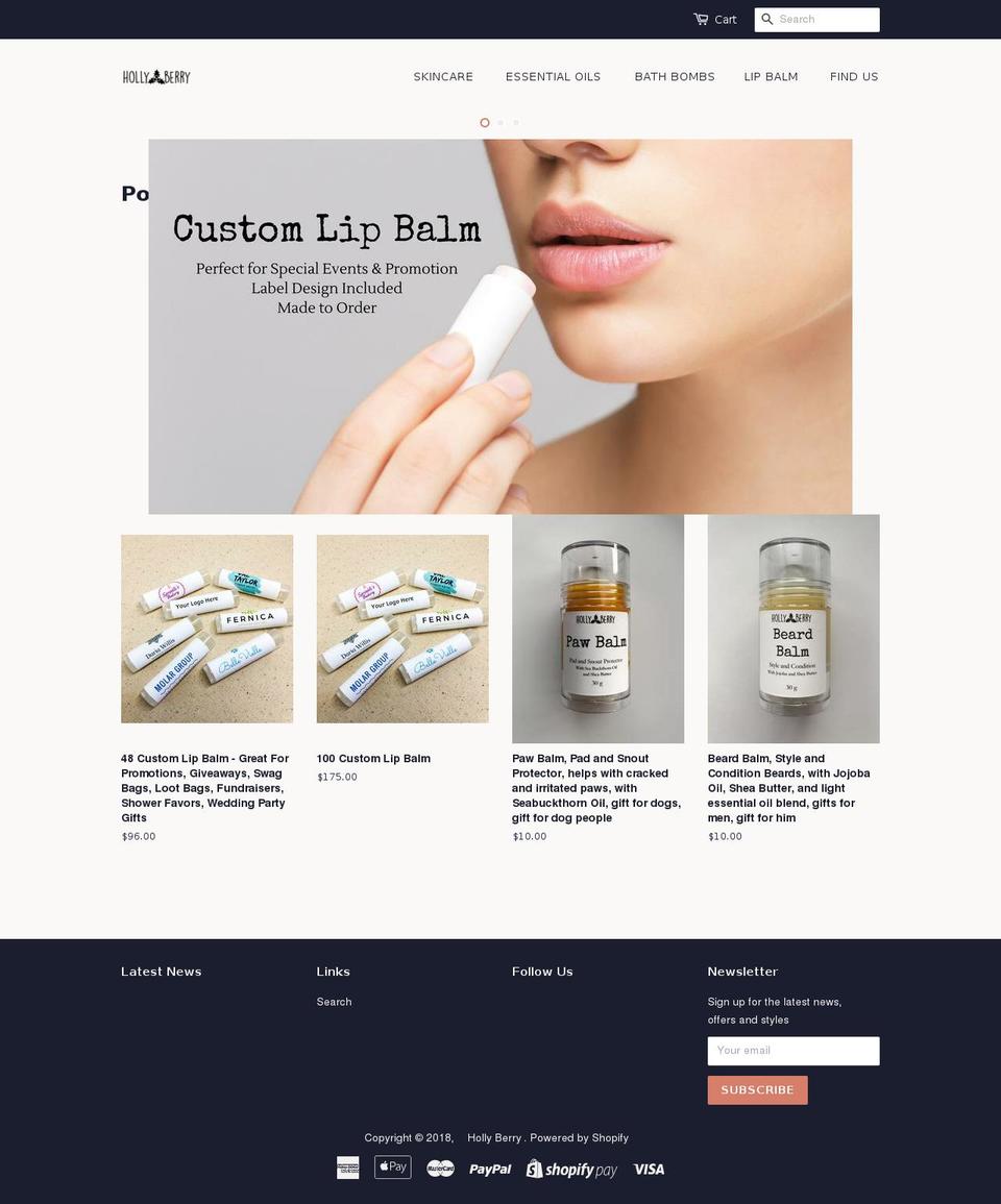 hollyberry.ca shopify website screenshot