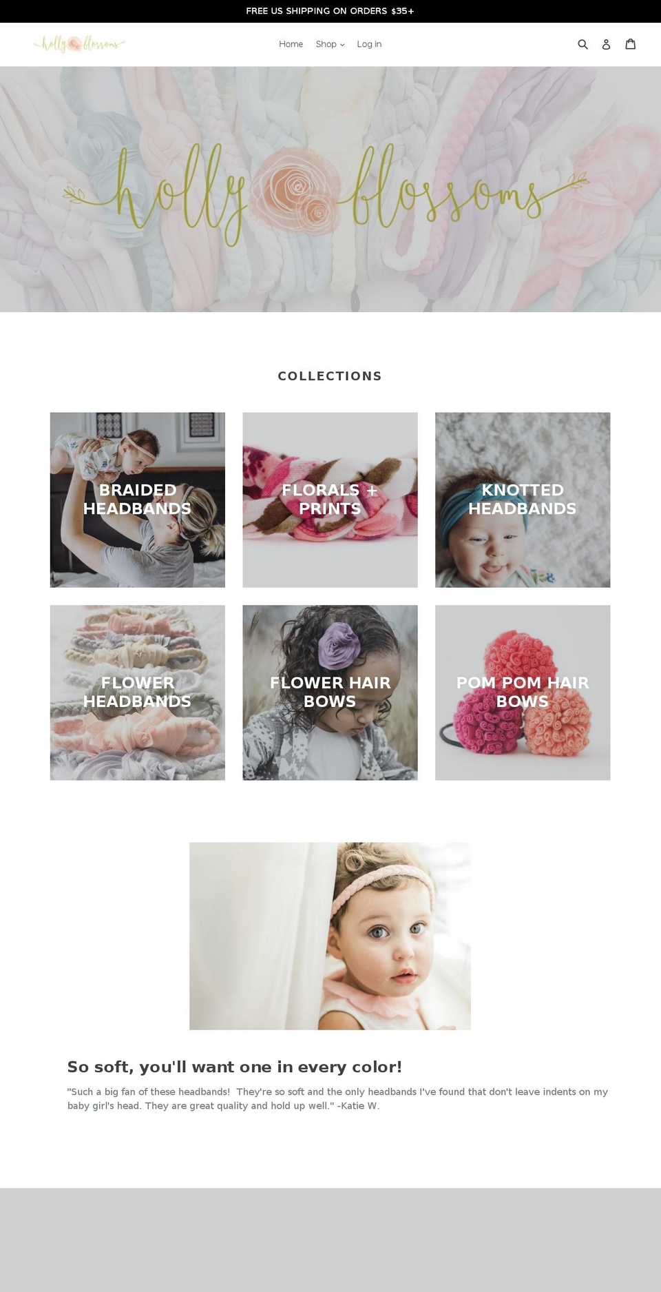 hollyblossoms.com — Shopify storefront screenshot