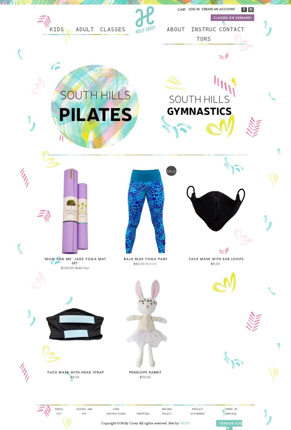 hollycorey.com shopify website screenshot