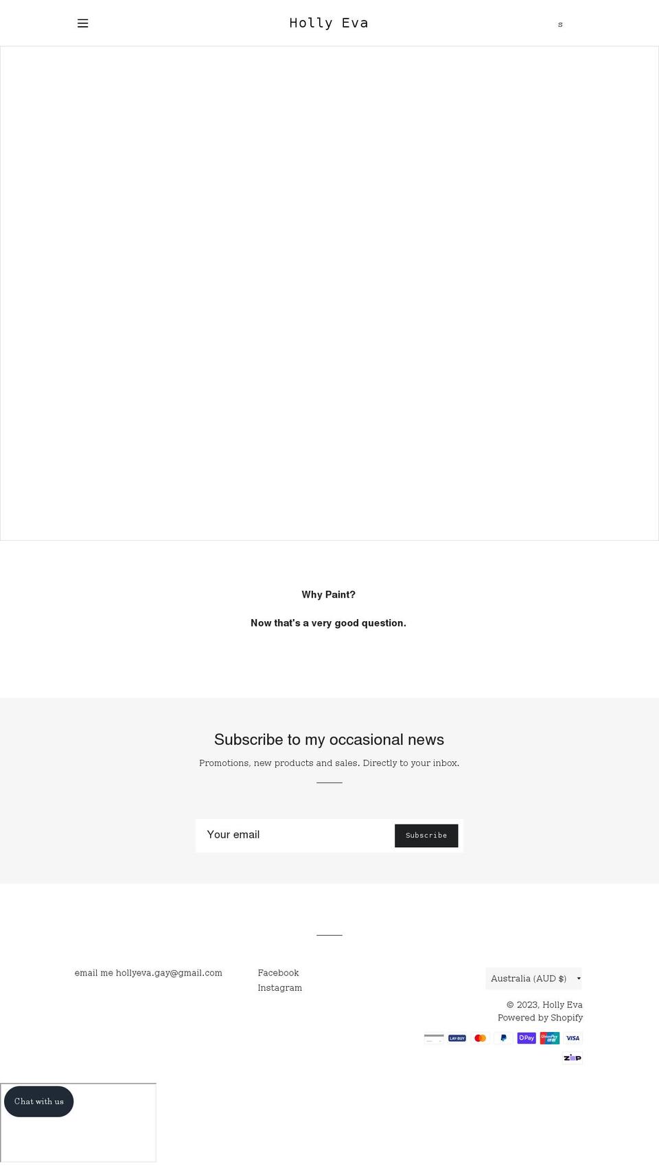 hollyeva.com shopify website screenshot