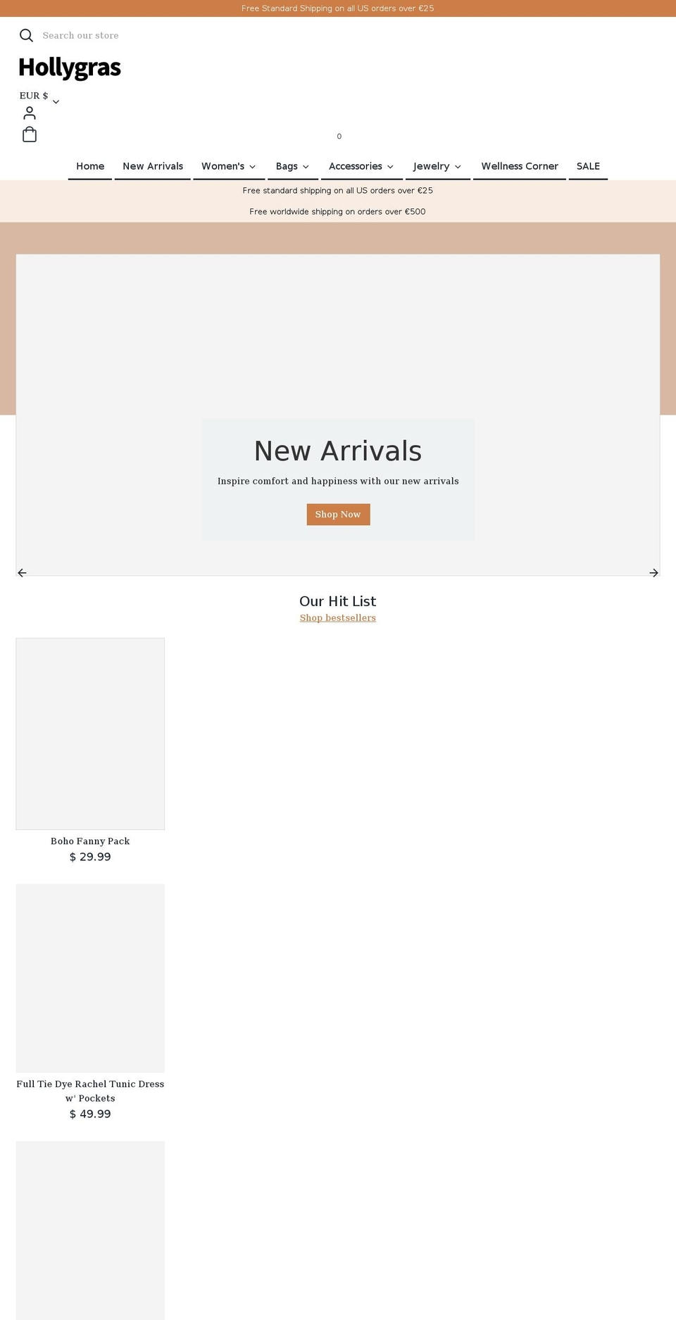 hollygras.com shopify website screenshot