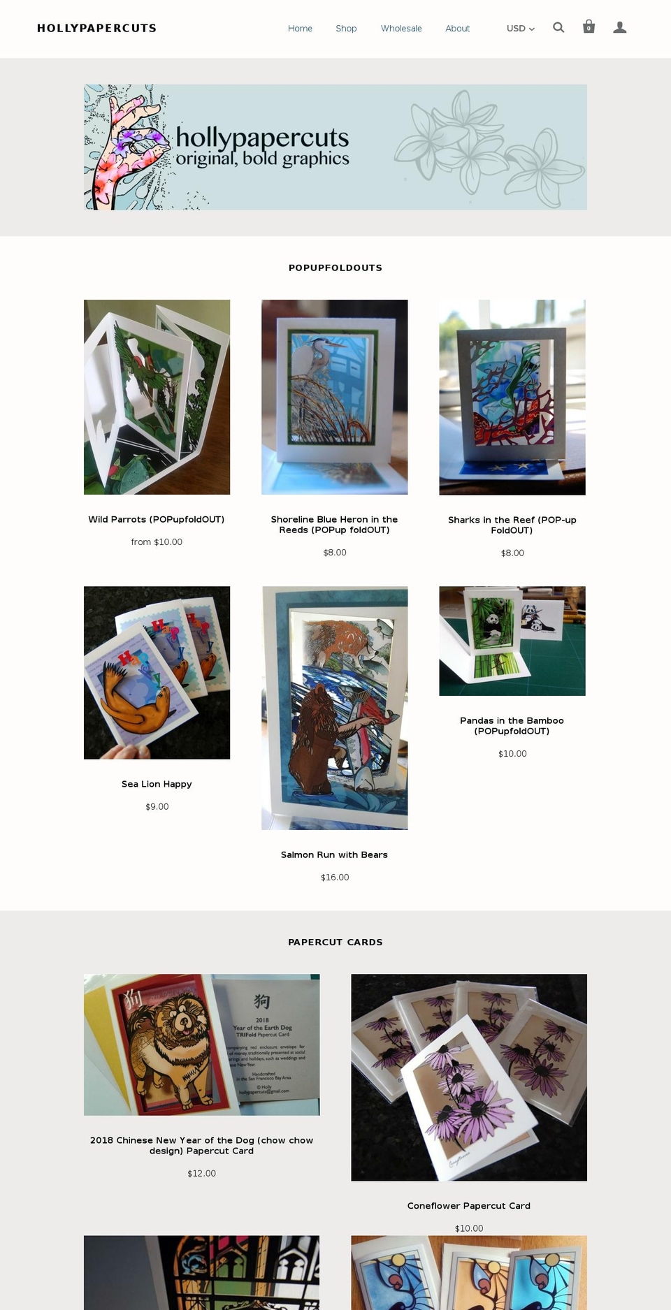 hollypapercuts.com shopify website screenshot