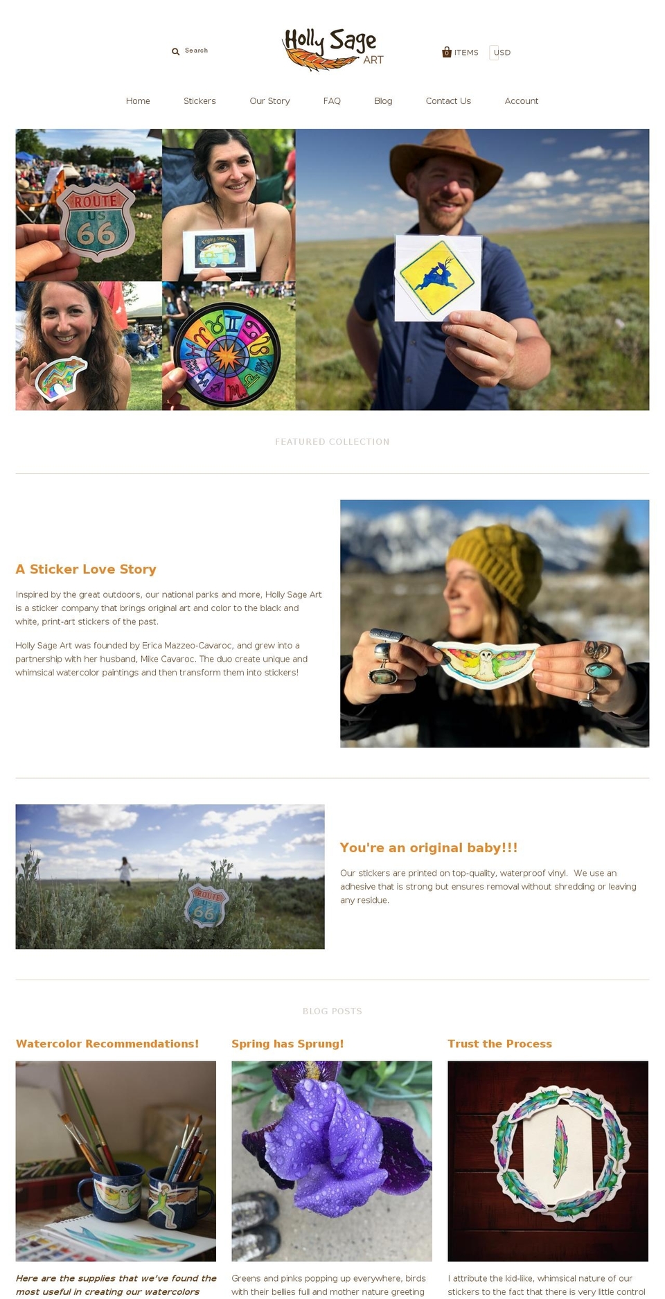 hollysageart.com shopify website screenshot