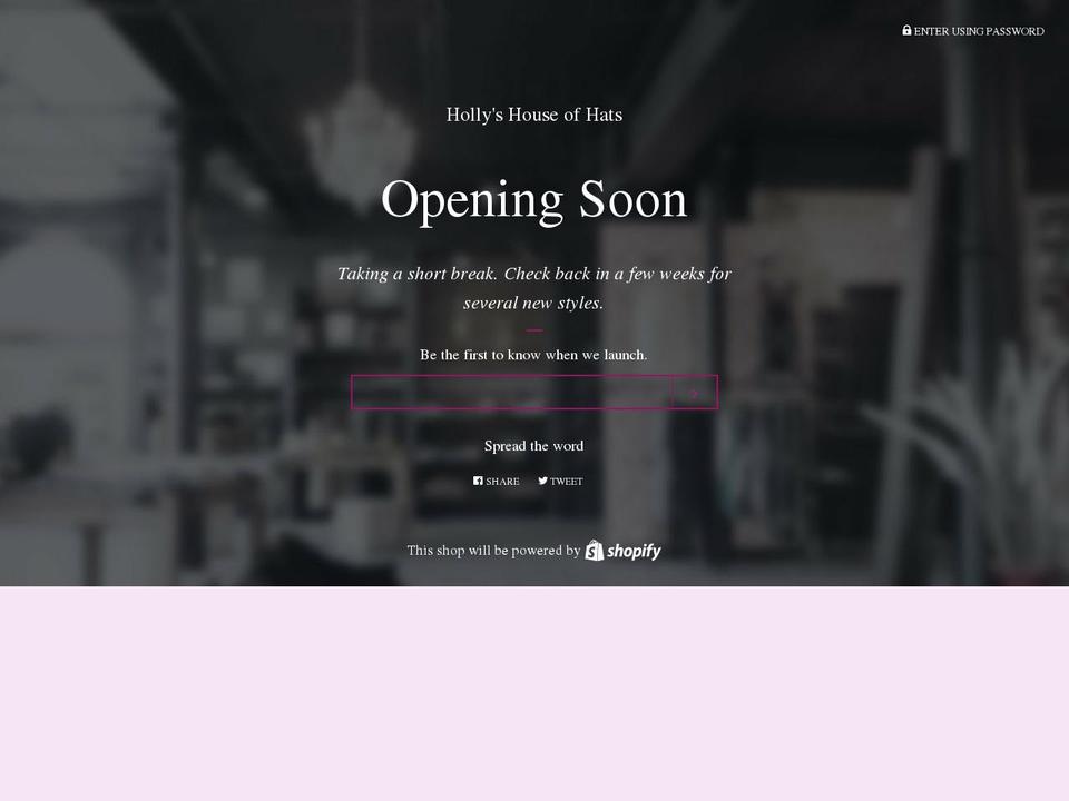 hollyshouseofhats.com — Shopify storefront screenshot