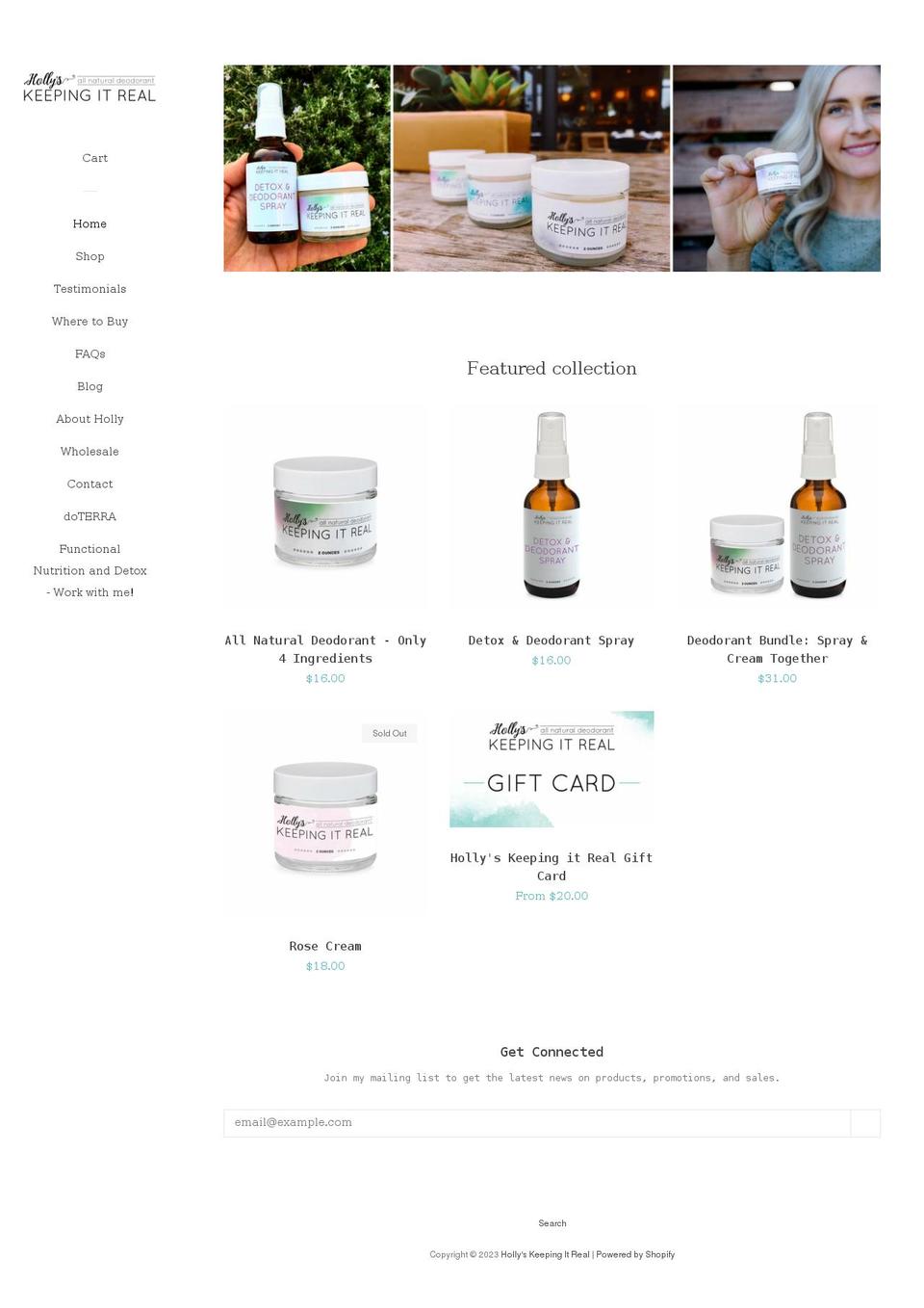 hollyskeepingitreal.com shopify website screenshot