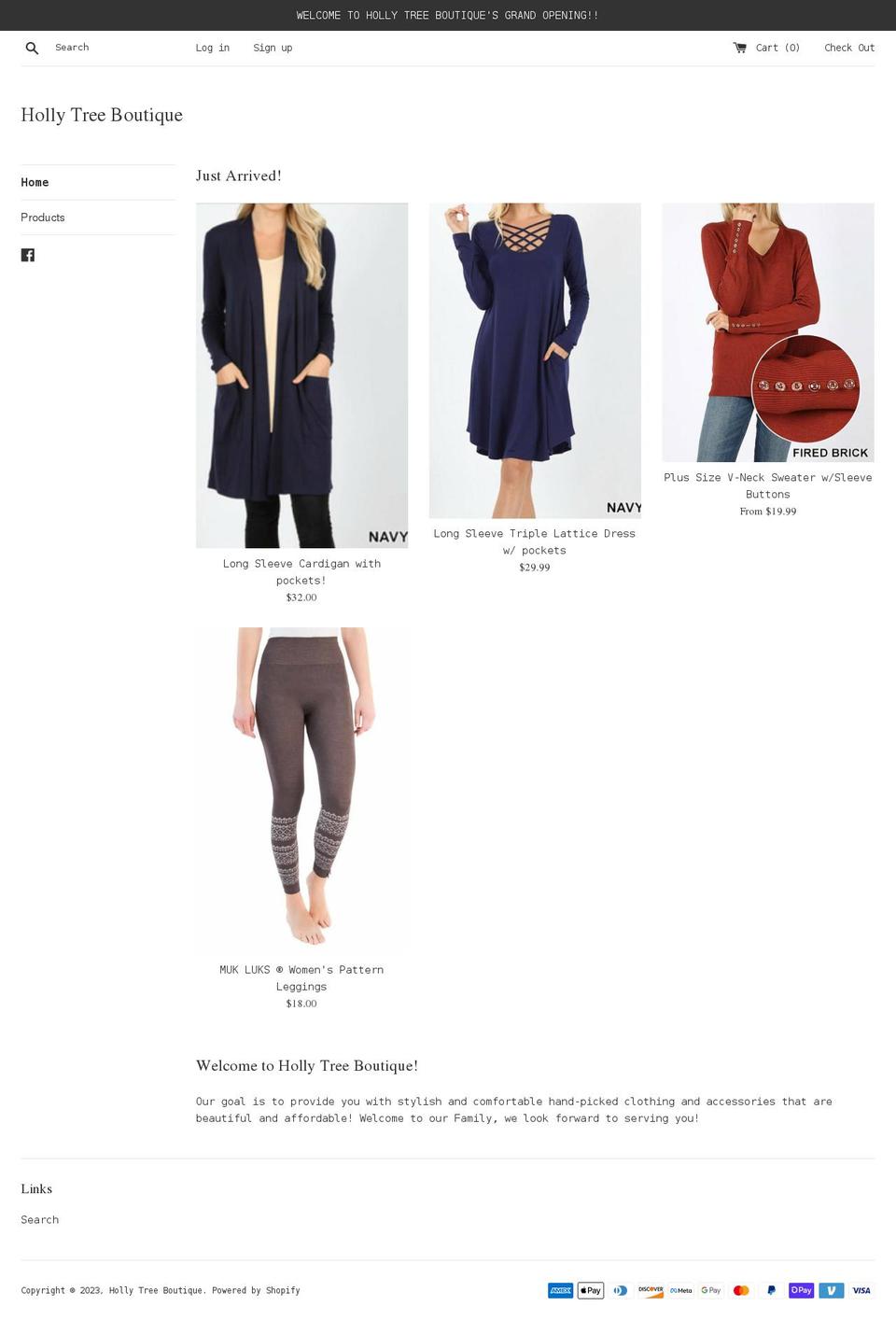 hollytreeboutique.com shopify website screenshot