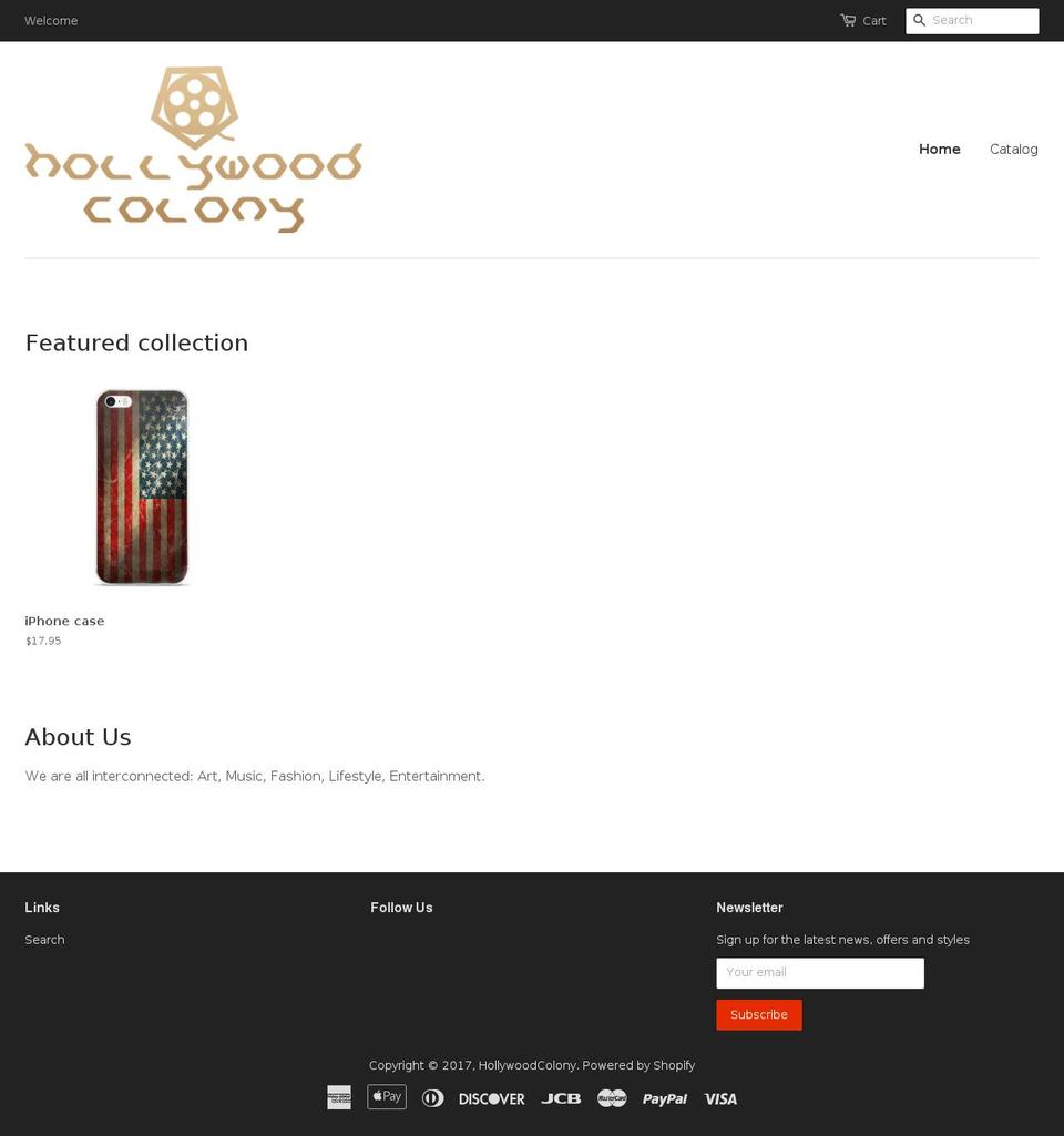 hollywoodcolony.com shopify website screenshot
