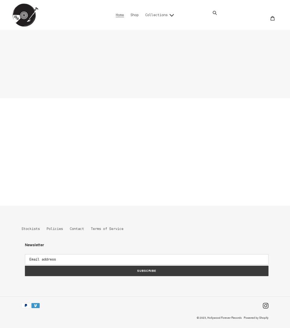 hollywoodforeverrecords.com shopify website screenshot