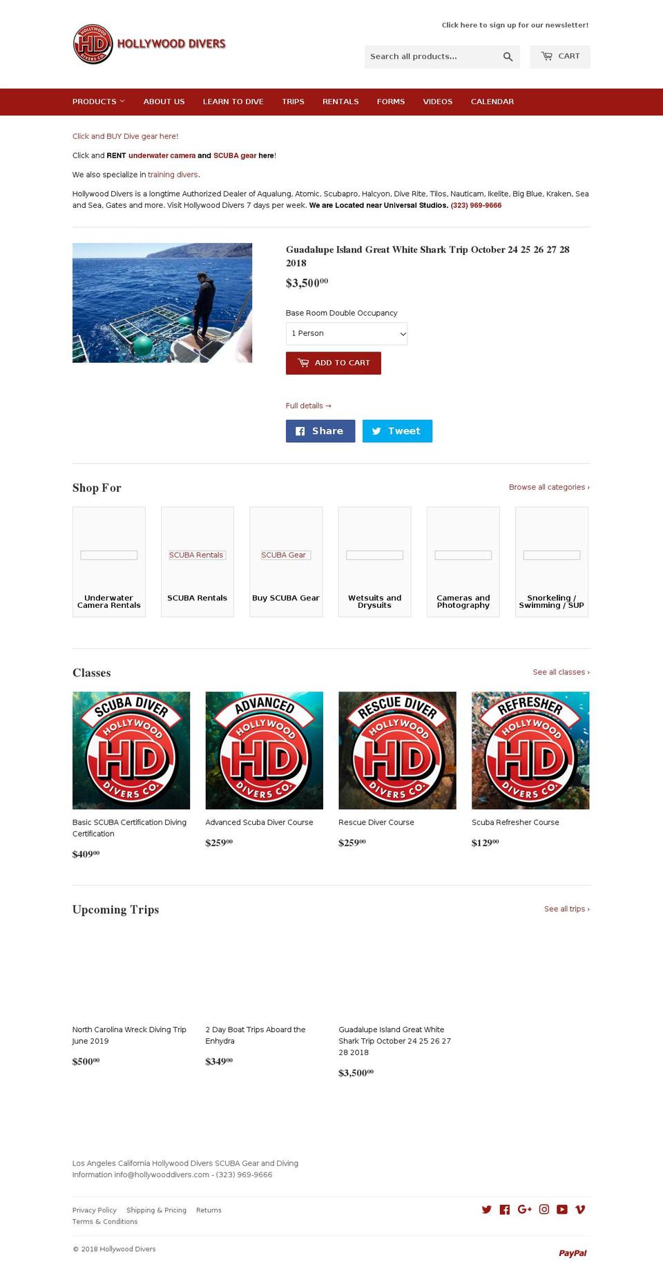 hollywoodive.com — Shopify storefront screenshot