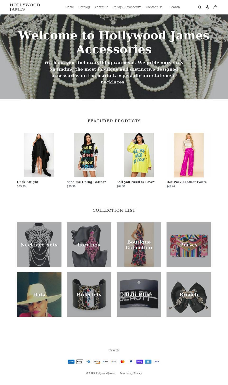 hollywoodjamesaccessories.net shopify website screenshot