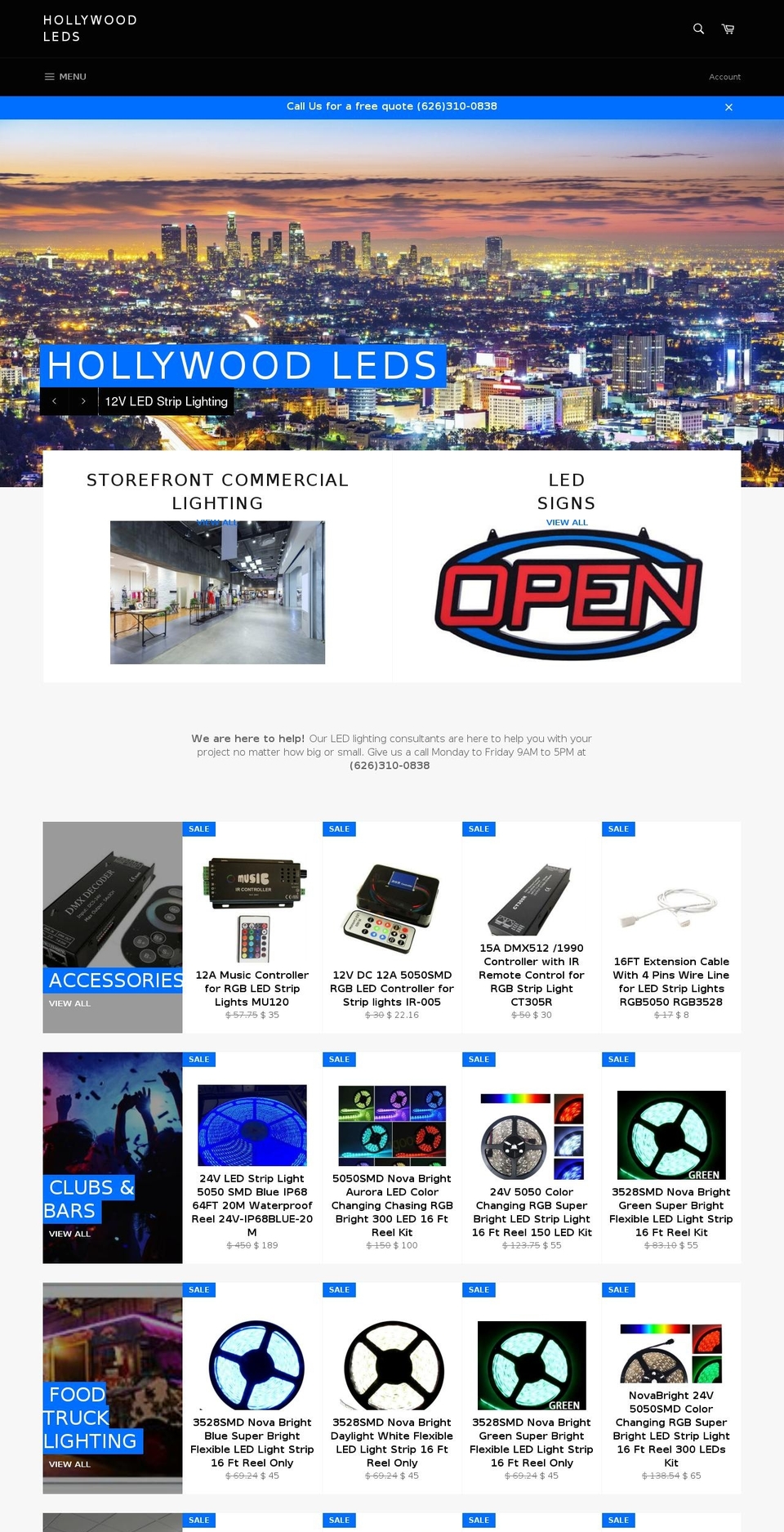 Providence Shopify theme site example hollywoodleds.com