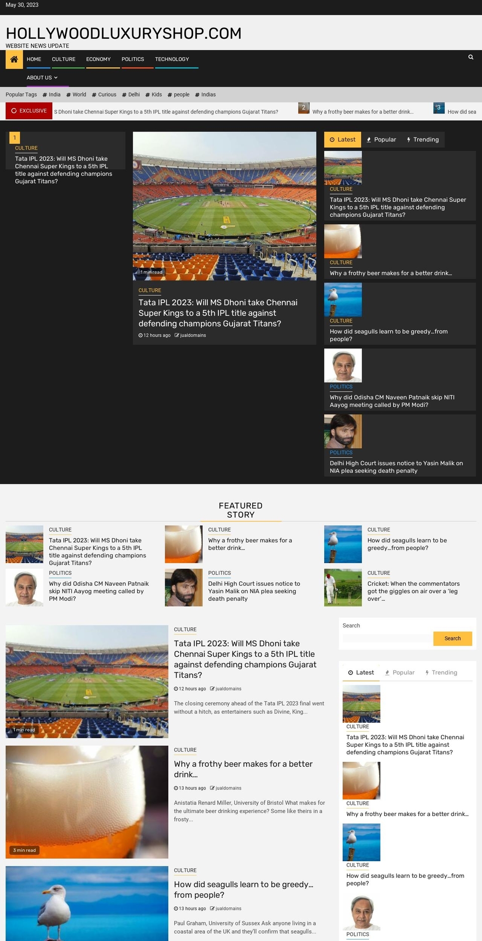 hollywoodluxuryshop.com — Shopify storefront screenshot