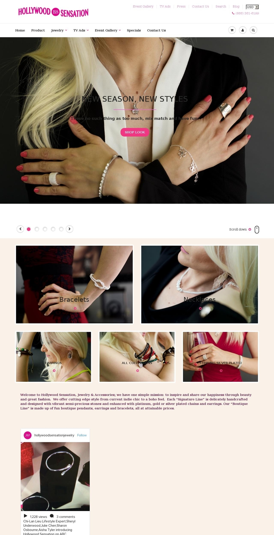 hollywoodsensation.com shopify website screenshot