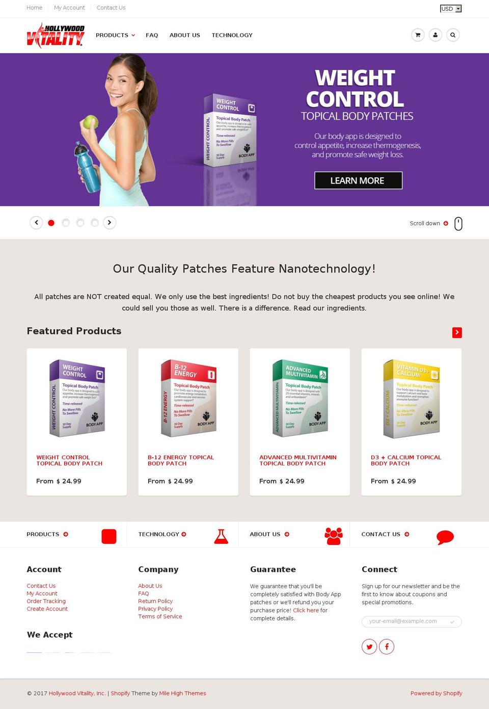 hollywoodvitality.net shopify website screenshot