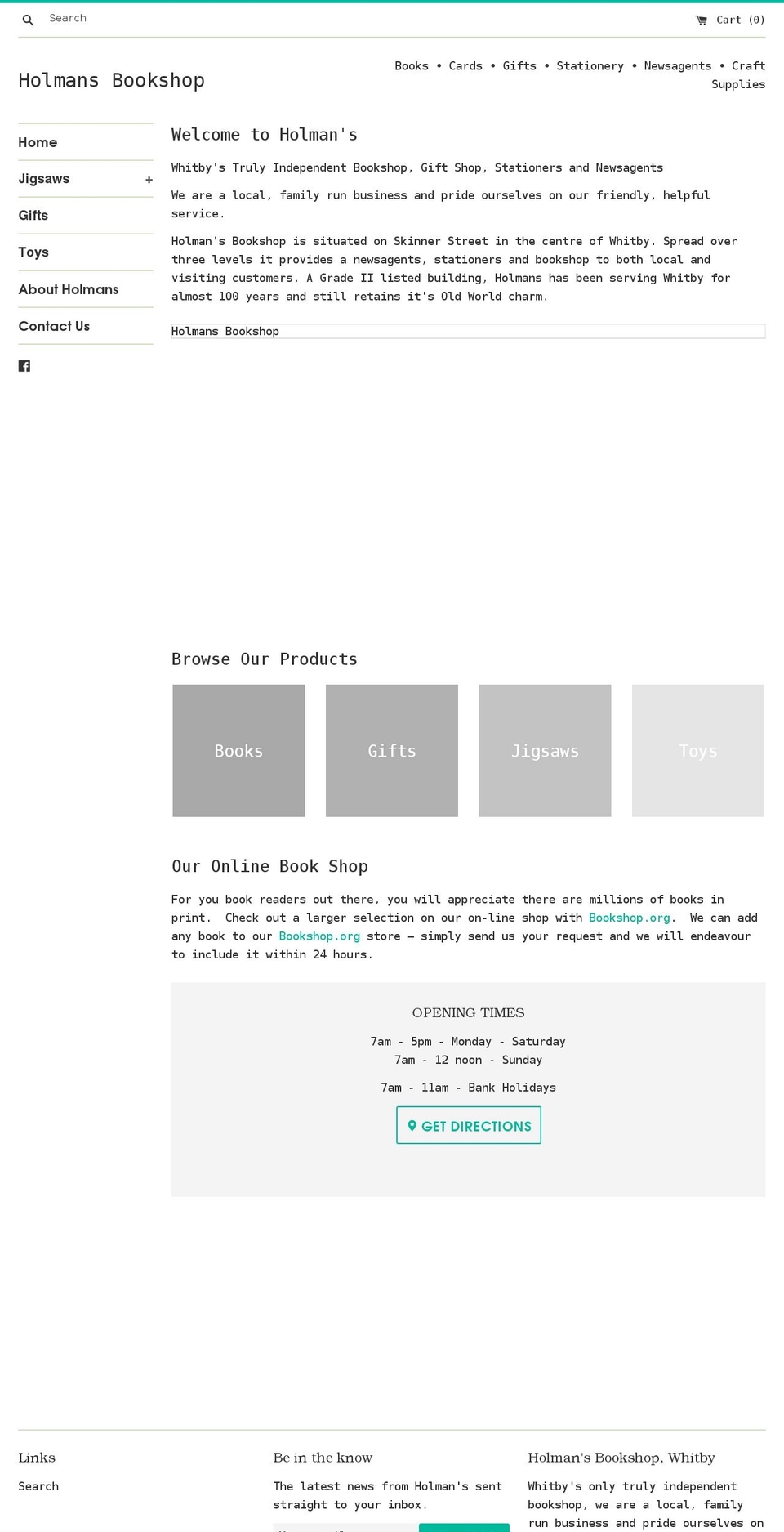 holmansbookshop.co.uk shopify website screenshot