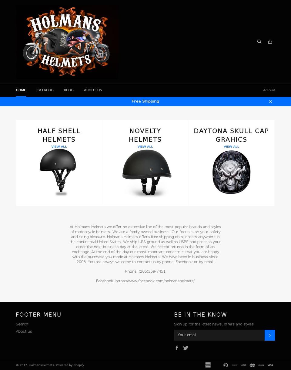holmanshelmets.us shopify website screenshot