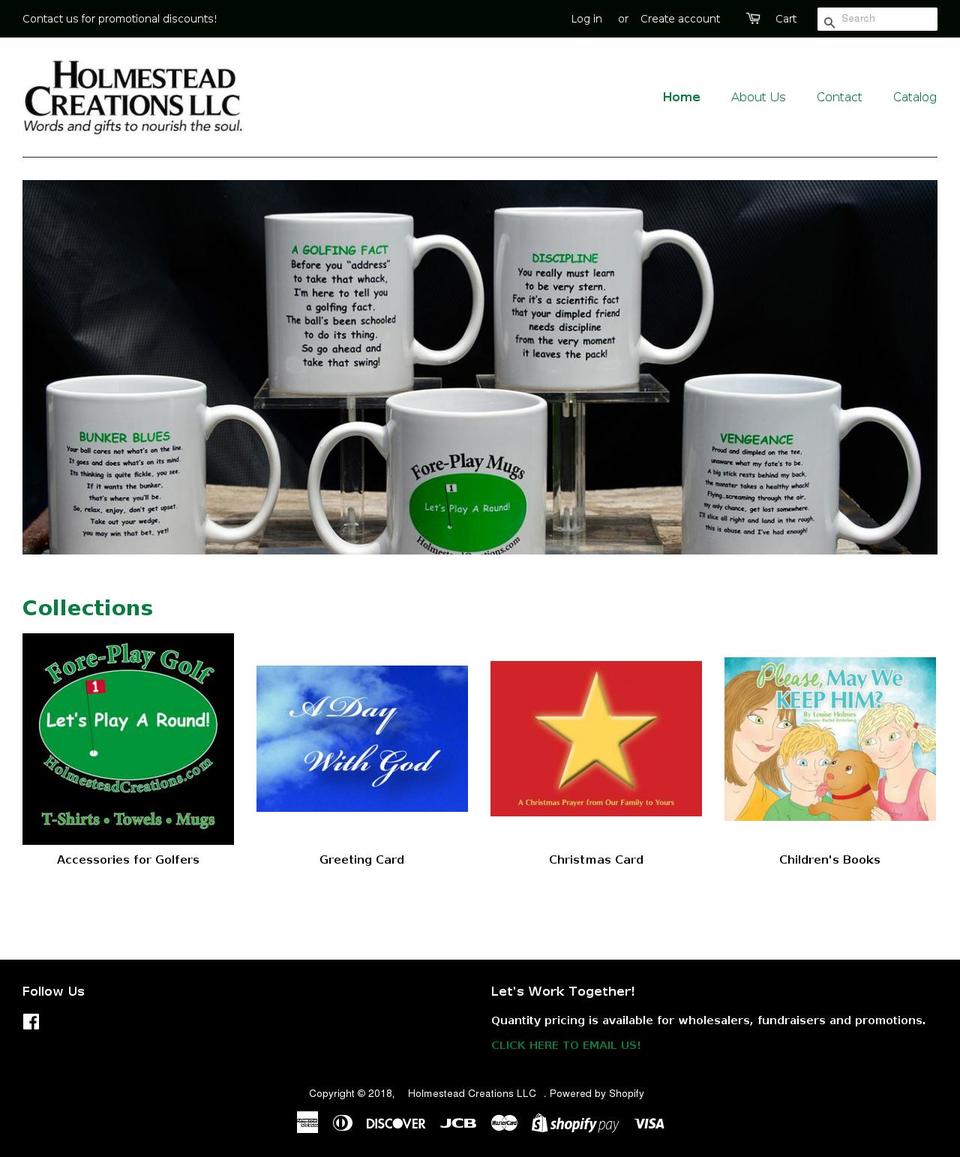 holmesteadcreationsllc.com — Shopify storefront screenshot