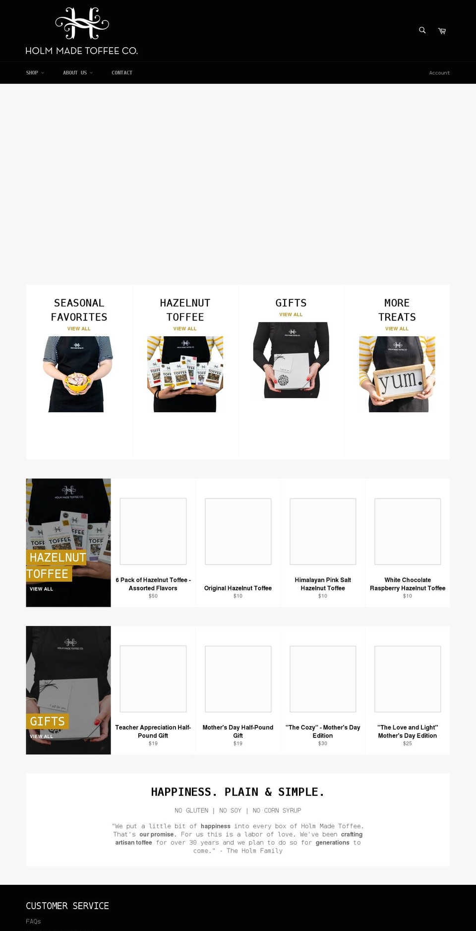 holmmadetoffee.com shopify website screenshot