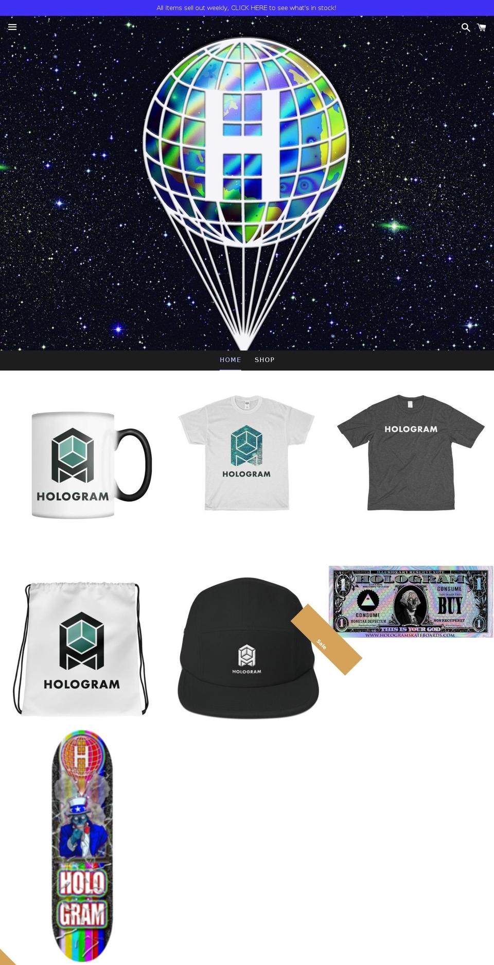 hologramskateboards.com — Shopify storefront screenshot