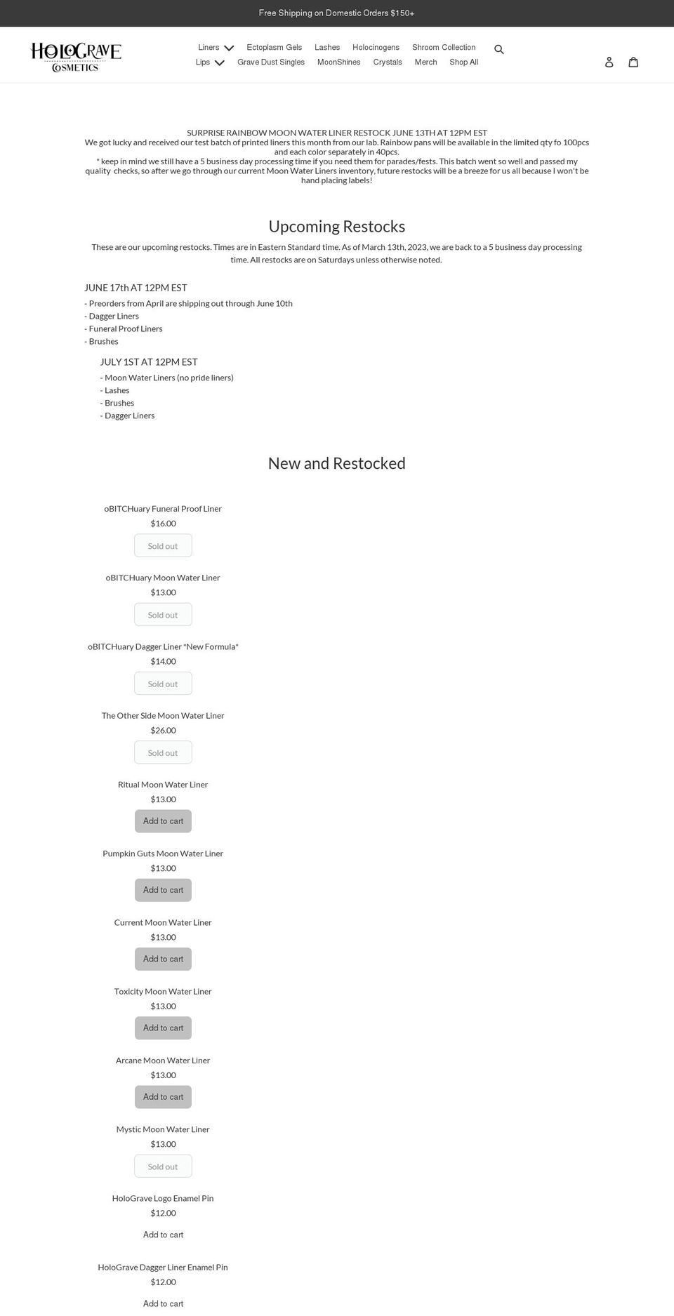 hologravecosmetics.com shopify website screenshot