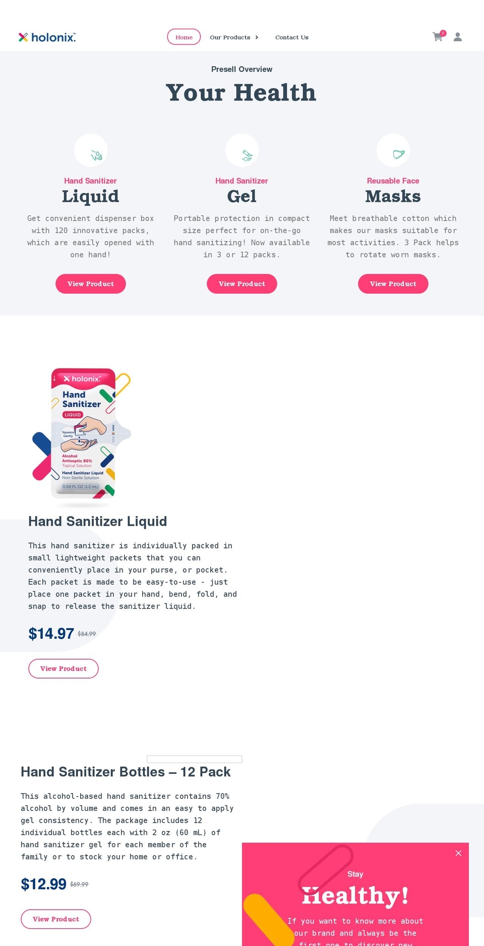 holonixhealth.com shopify website screenshot