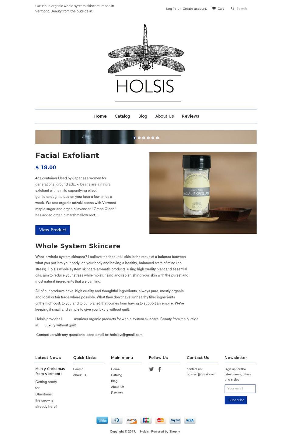 holsis.com shopify website screenshot
