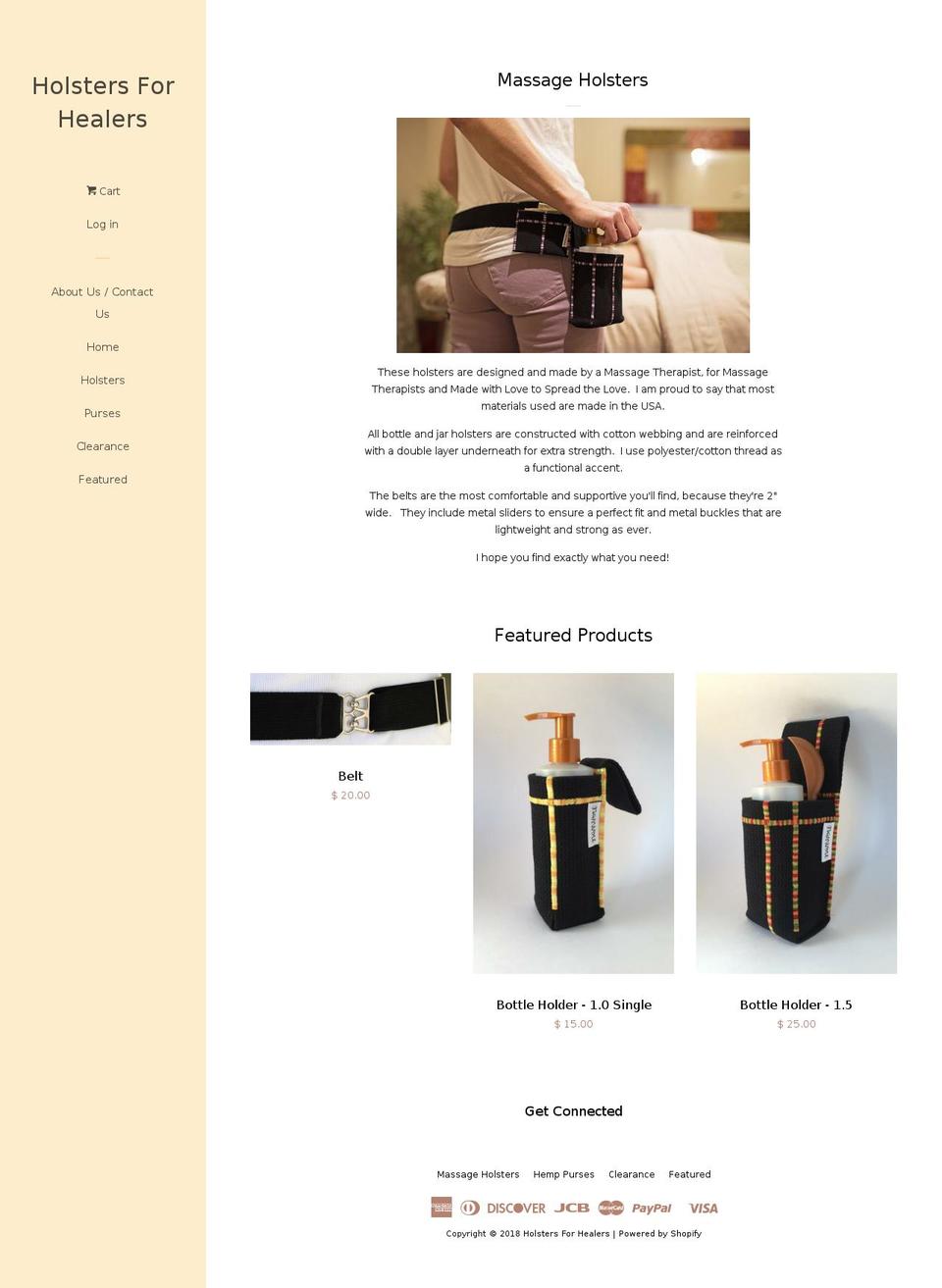 holstersforhealers.com shopify website screenshot