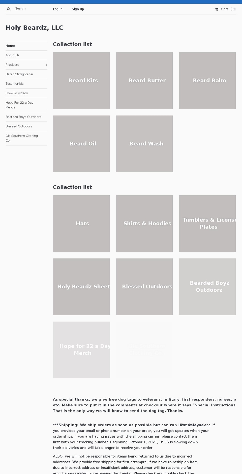 holybeardz.com shopify website screenshot